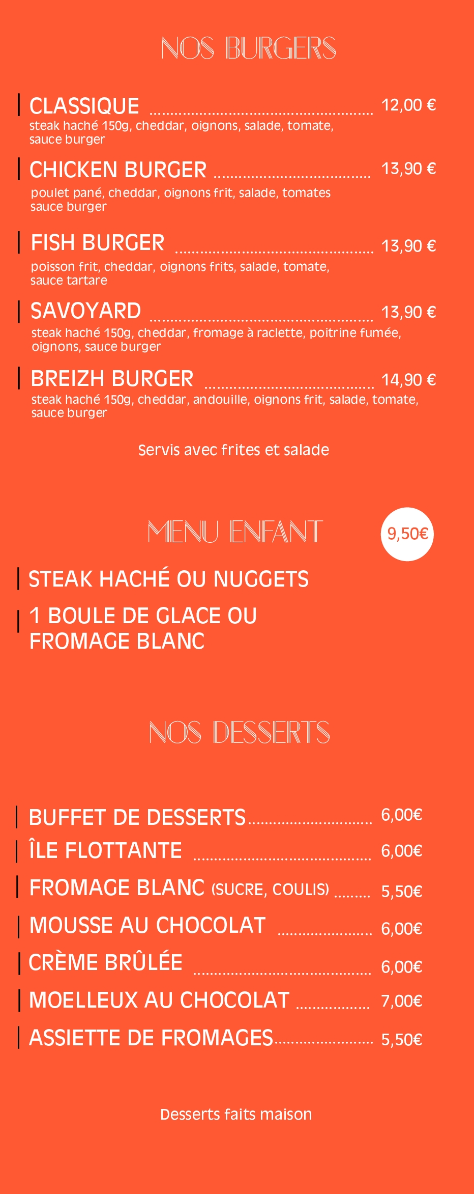 Restaurant L'exception Plérin - Burgers - Desserts